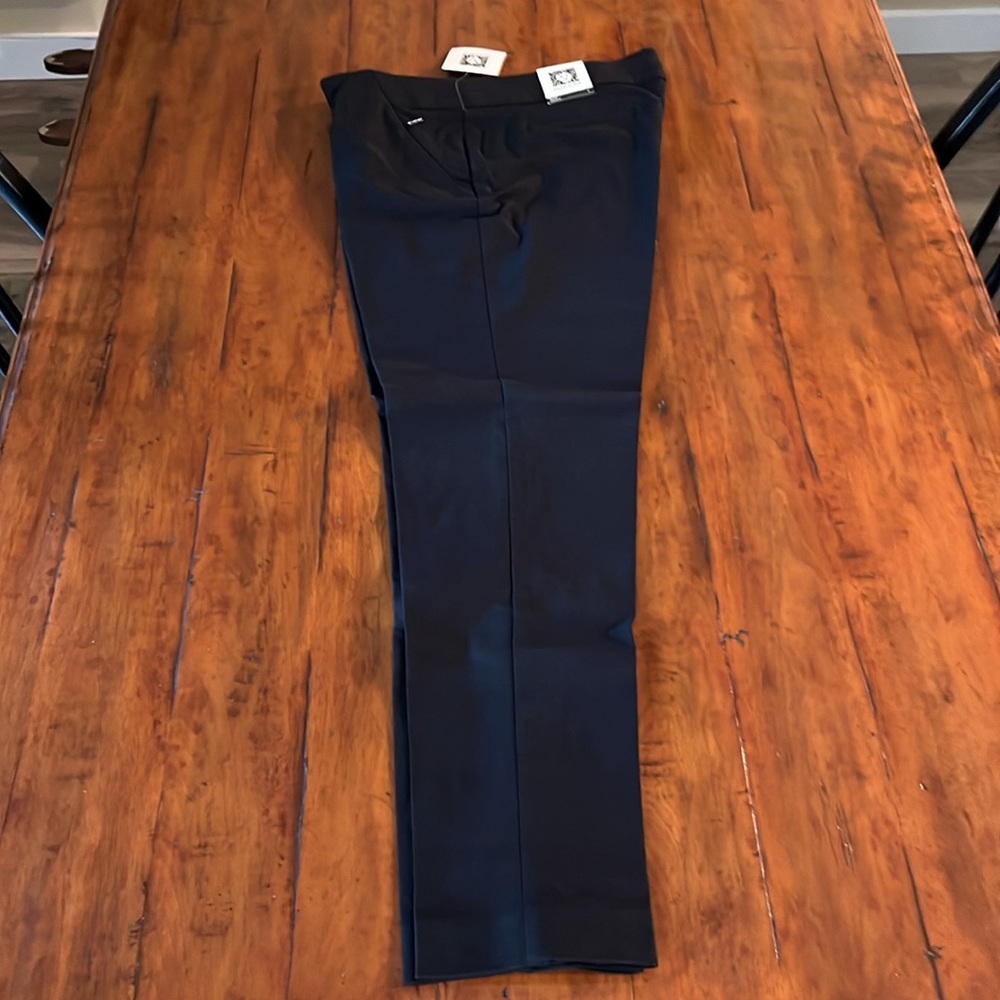 ANNE KLEIN SLIM ANKLE BLACK PANTS SZ L ZIP FRONT WITH SLASH POCKETS NWT